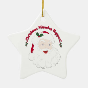 Vintage Santa Christmas Miracles Happen! Ceramic Ornament