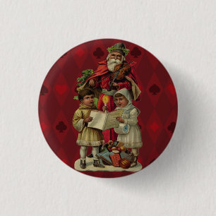 Vintage Santa Christmas Music Singing 3 Cm Round Badge