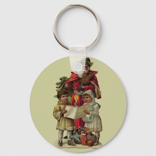 Vintage Santa Christmas Music Singing Key Ring (Front)