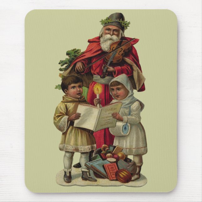 Vintage Santa Christmas Music Singing Mouse Pad (Front)