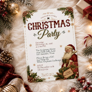 Vintage Santa Christmas Party Invitation