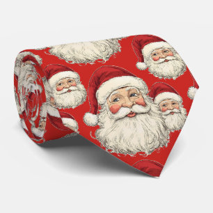Vintage Santa Christmas Red Tie