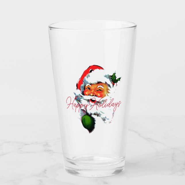 Vintage Santa Christmas retro Classic stylish    Glass (Front)
