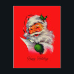 Vintage Santa Christmas retro Classic traditional  Holiday Postcard<br><div class="desc">Vintage Christmas. Santa old fashioned retro design.</div>