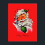 Vintage Santa Christmas retro Classic traditional  Holiday Postcard<br><div class="desc">Vintage Christmas. Santa old fashioned retro design.</div>