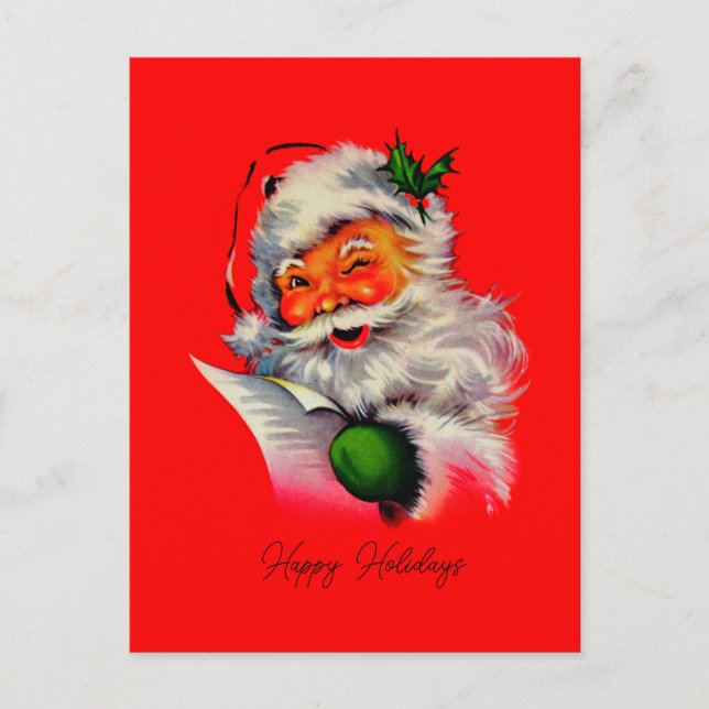 Vintage Santa Christmas retro Classic traditional  Holiday Postcard (Front)