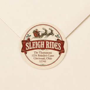 Vintage Santa Christmas Return Address Classic Round Sticker