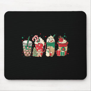 Vintage Santa Christmas Snowman Coffee Latte Mens Mouse Pad