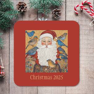 Vintage Santa Christmas  Square Paper Coaster