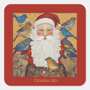Vintage Santa Christmas Square Sticker