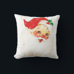 Vintage Santa Christmas Throw Pillow<br><div class="desc">Make your guests smile as soon as they enter your home when they see this jolly old vintage Santa pillow. Featuring a smiling Santa,  this vintage inspired pillow will add a lovely vintage holiday feel to your decor.</div>
