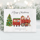 Vintage Santa Christmas Train Non-Photo Holiday Card<br><div class="desc">Wish your friends and family a happy holiday season with this vintage,  Santa Christmas train design. Personalise with your holiday greeting and family name.</div>
