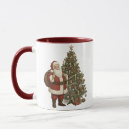 Vintage Santa & Christmas Tree Mug