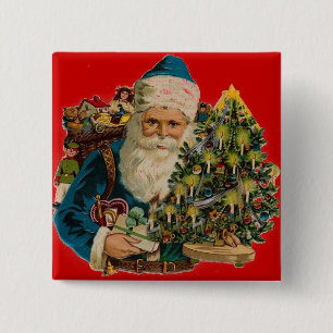 Vintage Santa & Christmas Tree Pin