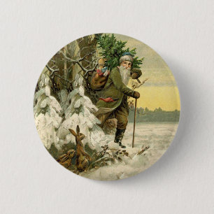 Vintage Santa Christmas Victorian Holiday 6 Cm Round Badge