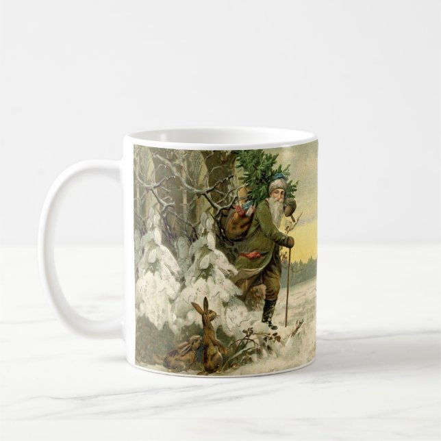 Vintage Santa Christmas Victorian Holiday Coffee Mug (Left)
