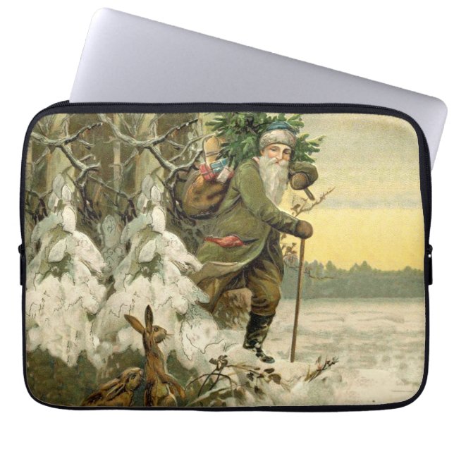 Vintage Santa Christmas Victorian Holiday Laptop Sleeve (Front)