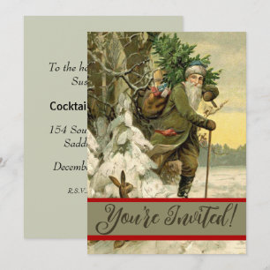 Vintage Santa Christmas Victorian Holiday Tree  Invitation