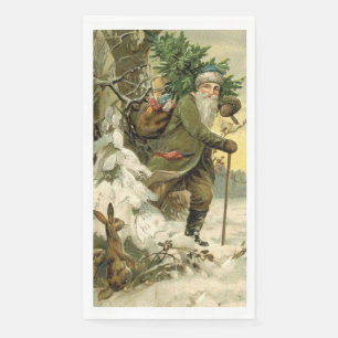 Vintage Santa Christmas Victorian Holiday Tree Napkin