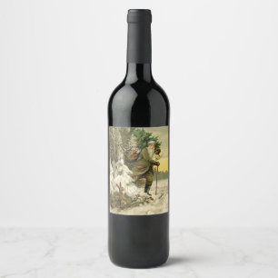 Vintage Santa Christmas Victorian Holiday Wine Label