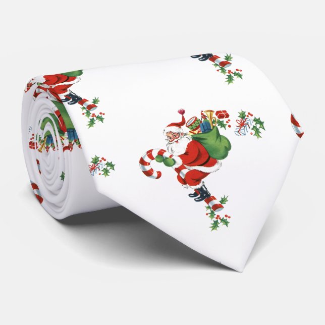 Vintage Santa Christmas Vintage Favours Red Festiv Tie (Rolled)