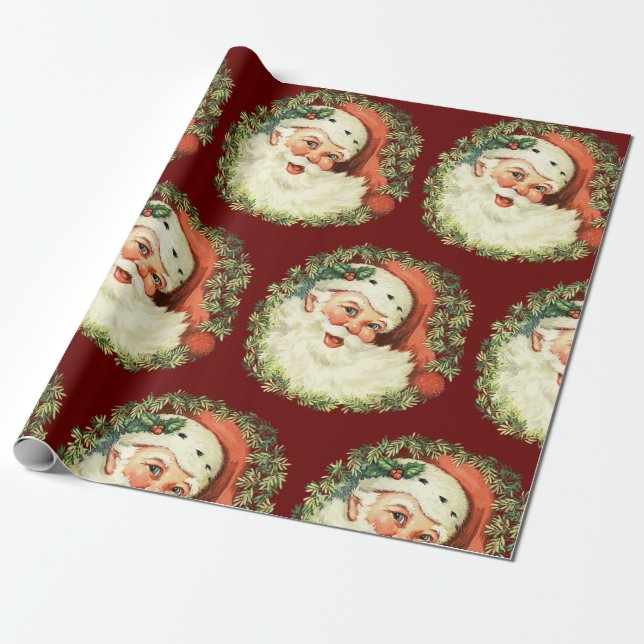 Vintage Santa Christmas Wrapping Paper (Unrolled)