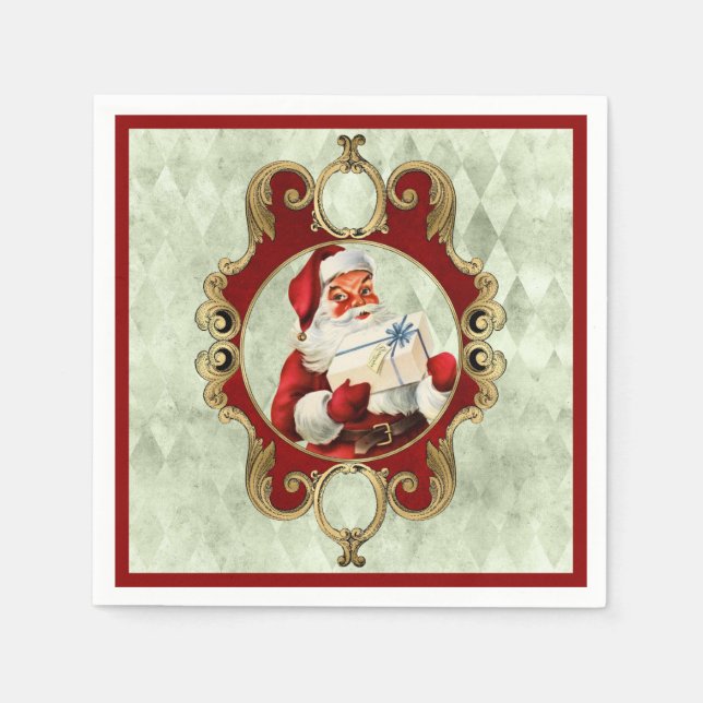 Vintage santa classic retro claus merry christmas  napkin (Front)