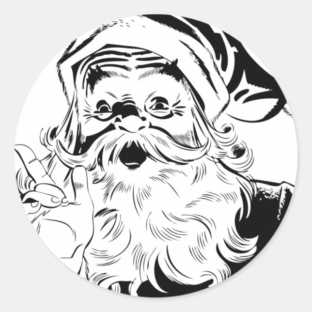 Vintage Santa Classic Round Sticker (Front)