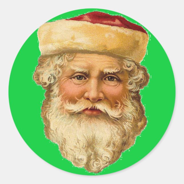 Vintage Santa Classic Round Sticker (Front)