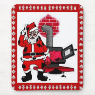Vintage Santa Claus and a Coal Stove Burner Mouse Pad