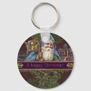 Vintage Santa Claus Art Print Painting Key Ring