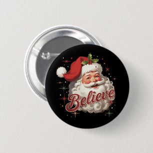 Vintage Santa Claus Believe Christmas 6 Cm Round Badge