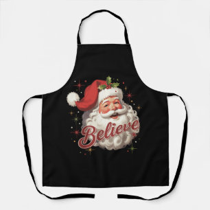 Vintage Santa Claus Believe Christmas Apron