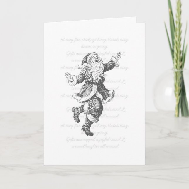 Vintage Santa Claus black and white retro card (Front)