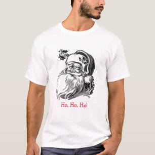 Vintage Santa Claus Black White Red Christmas T-Shirt
