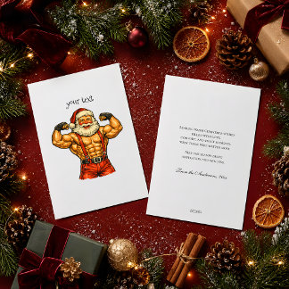 Vintage Santa Claus Bodybuilder Funny Christmas Holiday Card