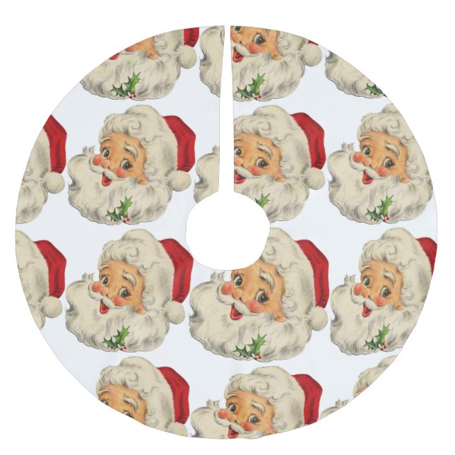 vintage santa claus  brushed polyester tree skirt (Front)