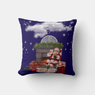 Vintage Santa Claus by Fireplace Throw Pillow - Ch