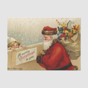 Vintage Santa Claus Carrying a Bag of Toys Tissue Paper