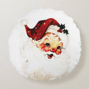 Vintage Santa Claus: Cheerful Holiday Charm 2 Side Round Cushion
