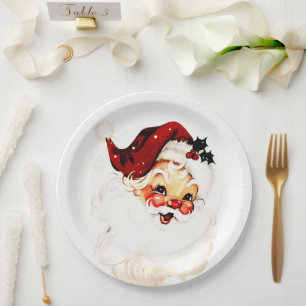 Vintage Santa Claus: Cheerful Holiday Charm Paper Plate