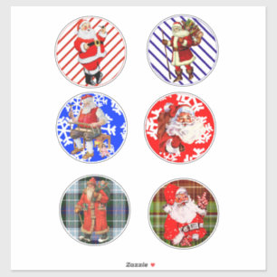 Vintage Santa claus Christmas Art Circles collage 