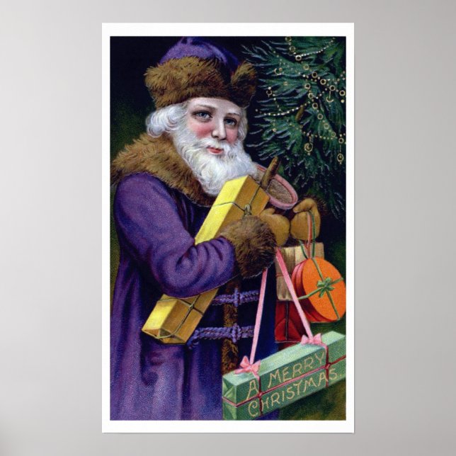 Vintage Santa Claus Christmas Art Print (Front)