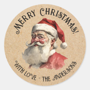 Vintage Santa Claus Christmas Classic Round Sticker