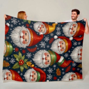 Vintage Santa Claus Christmas Collection Fleece Blanket