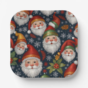 Vintage Santa Claus Christmas Collection Paper Plate