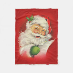 Vintage Santa Claus Christmas Fleece Blanket