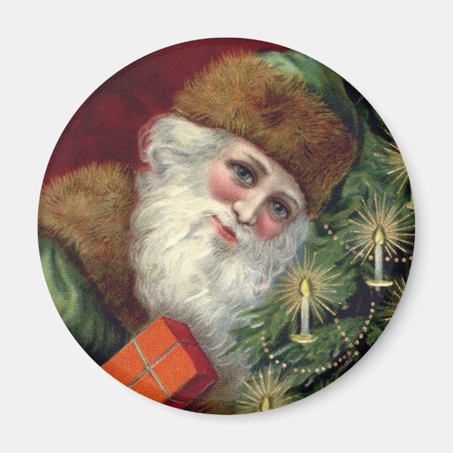 Vintage Santa Claus Christmas Fridge Magnet (Front)