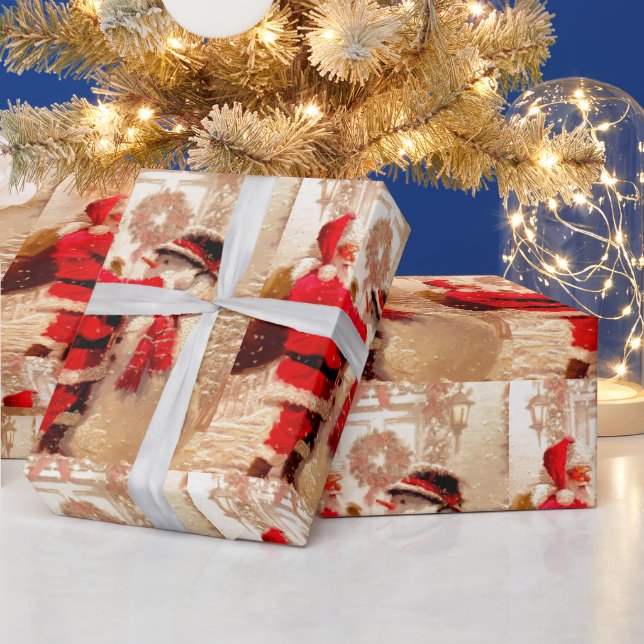 Vintage Santa Claus Christmas Gift Wrapping Paper (Holidays)