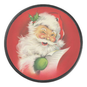 Vintage Santa Claus Christmas Hockey Puck